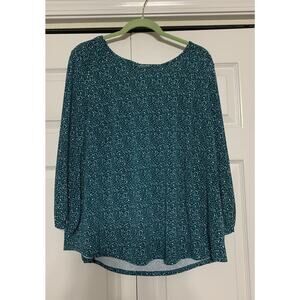 Adrianna Papell 2X / XXL Blouse Green, Black & White 3/4 Sleeve Flowy Career